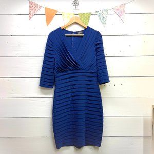 Adrianna Papell royal blue cocktail dress, 3/4 length sleeves
